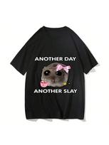 Sad Hamster Another Day Slay Funny Tshirt Casual Kawaii Tshirt Wounisex Pattern Printed TopUnisex Fashion Short Sleeved T-Shirt S įvairiaspalvis