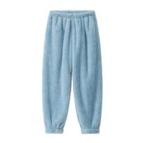 Žieminės pižamos kelnės storos pliušinės elastinės juosmens, laisvas, šiltos, kojas surišantis dizainas unisex namų rūbai kelnės Vienspalvės poilsio apačios M šviesiai mėlyna spalva