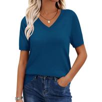 Women's Fashionable Loose-fitting Casual Summer Short-sleeved T-shirt L mėlyna