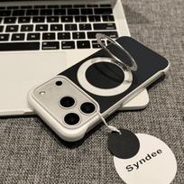 Frameless Leather Hard Case for iPhone 17 Air 16 15 14 Plus 13 12 11 Pro Max 360° Rotating Metal Ring Stand Holder Magsafe Cover For iPhone 17