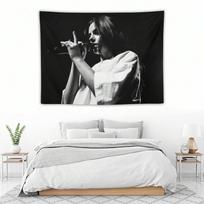 1pc Lana Del Rey Concert Portrait Wall Tapestry Polyester 2D Print Minimalist Black White Room Decor Trendy Wall Hanging for 74x94cm(29x37in)