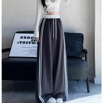 Southeast Asia Exclusive: Women's Retro Color Block Patchwork Sweatpants, Loose Wide-Leg, Lazy Style for Spring & Autumn S juoda