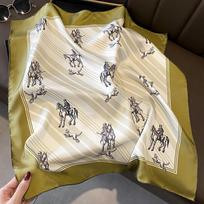 European style noble matcha green 70 silk silk scarf square scarf mulberry silk women with professional wear small scarf handmade hemming 70*70cm