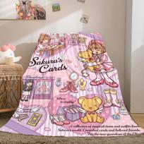 Cardcaptor Sakura Prime 2D Print Flannel Blanket Cute Cartoon Graphics for Bedrooms Sofas Beds Chair Travel Picnic Throw_LIAN 75x90cm
