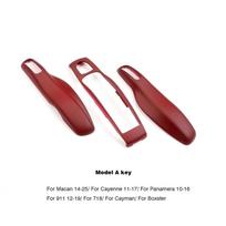 For Porsche Macan Cayenne Panamera Cayman 718 Boxster 982 911 Taycan Bordeaux Red Car Key Case Cover Shell