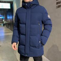 Vyriška žieminė parka su gobtuvu, prekės ženklo, neperpučiama, viršutinis drabužis, skrybėlė, parka, vyriška striukė, vandeniui atspari parka, ilga striukė, naujas žieminis vyriškas šiltas paltas M mėlyna