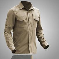 Sun Protection Fishing Shirts Men's Long Sleeve Shirts Breathable Hiking Work Cargo Shirts XL chaki