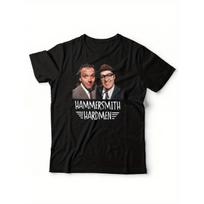 Apatinė TV laidos marškinėlė - Rik Mayall & Ade Edmonson Hammersmith Hardmen Vintažinė BBC situacijų komedijos marškinėlė - Ikoniško komedijos dueto grafika, Unisex apvalia iškirpte trumpomis rankovėmis S juoda