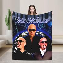 Pitbull Mr. Worldwide Flannel Blanket Winter Mr Worldwide Soft Throw Blanket Girls Boys Outdoor Novelty Bedspread Sofa Bed Cover 100x150cm
