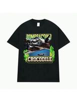 Bombardino Crocodile Funny Reptile Meme T-Shirts For Women Fashion Gothic T Shirt Unisex Vintage Short Sleeve T-Shirt S įvairiaspalvis