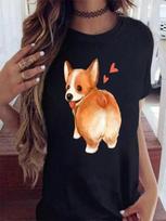 Funny Cute Corgi Dog Printed T-Shirt Harajuku 90s Kawaii Women Short Sleeves T Shirts Tops Graphic Tees Female Tshirt S įvairiaspalvis