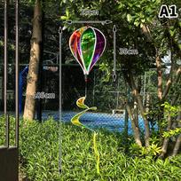 Hot Air Balloon Spinners Plastic Color-changing Film Wind Spinners Striped Tie Dye Rainbow Colors Rotating Windmill Pinwheels A1