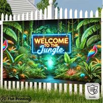 2D Lush Rainforest with Toucans Banner Photography Background Banner 47.2x31.5inch/120*80cm