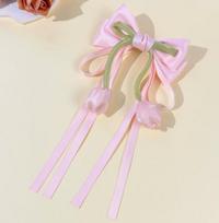 1pc Women's Hair Accessories, Hair Clips in Korean Style with Bow and Streamers, for Wedding, Birthday, Party and Gifts rožinė