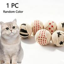 Cat Toy with Sound, Interactive Chase Ball, Random Cartoon Pattern, Durable Canvas Material, No Battery Needed