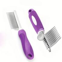 2Pcs Pet Grooming Brush Kit, Dual Stainless Steel Teeth Deshedding Brush, Professional Tool for Detangling Matted Hair