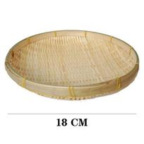 18CM Bamboo Woven Basket Tray Flat Wicker Round Fruit Basket Woven Food Storage Shallow Tray Decorative Serving Tray