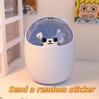A Small, Adorable Desktop Trash Bin Suitable for Home, Dorms, Or Office Use, Featuring a Lid And Can Also Serve As a Pen Holder mėlyna