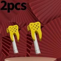 2Pcs 3D Printed Tooth Shaped Protective Cover For Oral B Toothbrush Head Portable Travel Case Dust Proof Fun Design Accessory