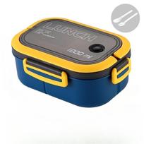 Portable Sealed Double Layer Leak Proof Bento Box with Cutlery Microwave Safe Kids Lunch Box Food Container Kitchen Accessory mėlyna