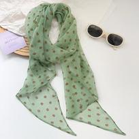 Matcha green streamer long silk scarf women's new printing summer high-end versatile accessories neck scarf headband tied hair 150*28cm