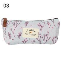 1PC Pastoral Floral Style Canvas Pen Bags Lovely Girls Pencil Cases Flower Tree Pattern Zipper Bag School Stationery Supplies