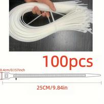 100Pcs Nylon Cable Ties Black And White Self-Locking Plastic Wire Ties, Strong Pull Resistance, Fixed Straps, Cable Bundling Straps 25cm/9.84 Inches