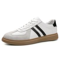 Men's Retro Casual Cowhide German Training Shoes - Large Size Spring Fashion Board Design 38 balta
