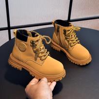 Kids' Fashion Non-slip Martin Boots – Autumn/Winter 2025: Trendy Yellow Short Boots for Boys & Girls 26 kupranugaris