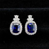 Elegant European Style Colorful Gem Faux Ruby & Emerald Stud Earrings