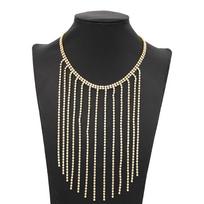 Elegant Cross-Border Geometric Tassel Choker with Rhinestones auksas