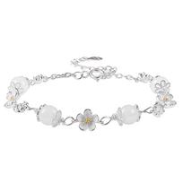 Sterling Silver Moli Jasmine Hetian Jade Bracelet - Exquisite High-End Jewelry Gift for Girls Sterling Silver