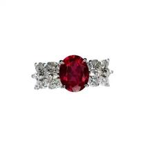 Adjustable Oval Pigeon Blood Ruby and Diamond Ring – Colorful Gemstone, Luxurious Style Adjustable Open Size