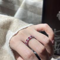 Elegant Ruby & Diamond Stackable Ring: Women's Red Corundum Tail Ring with High-Carbon Diamonds - French-Inspired Light Luxury Design. Adjustable stilius 1 spalva