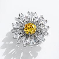Bo Xin Yun Citrine & Zircon Daisy Brooch with Magnetic Clasp
