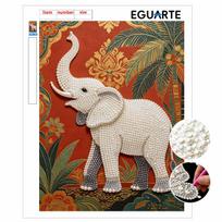 5D Pearl Art Majestic Elephant Floral Design DIY Rhinestone Painting Frameless Wall Decor Handmade Craft Gift for Home Bedroom Living Room 30x40cm
