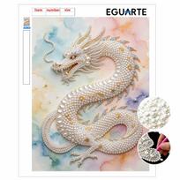 5D Pearl Kit Majestic Dragon Pattern DIY Rhinestone Art Relaxing Handmade Ornament Home Wall Desktop Decoration for Beginners 30x40cm