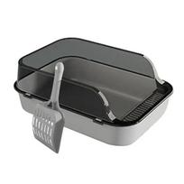 Open Top Cat Litter Box Bedpan Splashproof with High Side Kitten Litter Pan Kitten Toilet for Small Pets Rabbit Indoor Cats Pet 48*35*17CM pilka