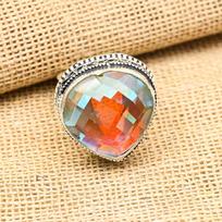 Lovely Heart Shape Mystic Topaz Gemstone Handmade 925 Sterling Silver Ring Jewelry 4 balta