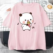 Bubu Dudu MEILĖ T-shirt Moteriški Rožiniai Medvilniniai Bubu Dudu Poros Viršutiniai Marškinėliai Trumpomis Rankovėmis Vasariniai Estetiški Korėjietiški Medvilniniai Marškinėliai Harajuku Laisvalaikio S