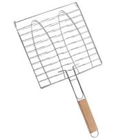 Nerūdijančio plieno kepsninės tinklelis su chromuota ir kietmedžio rankena Žuvies mėsos kepimo tinklelis Barbecue spaustukas-žnyplės Lankstomas tinklelis Kepsninės įrankiai as picture