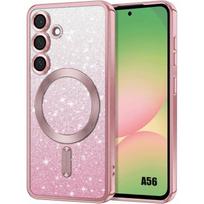 Protective case - BOOLING - for Samsung Galaxy A56 5G - Soft silicone - Glittery Pink - Camera protection rožinė