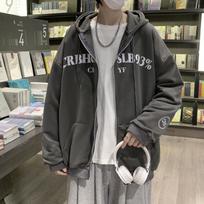 Men's Hong Kong Style Zip-Up Hoodie Cardigan - 2022 Trendy Hip-Hop Spring/Autumn 3XL tamsiai pilka spalva
