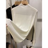 Semi-turtleneck with diamonds, solid color fashionable soft waxy bottoming wool knitted sweater, women's new autumn and winter fashion top one size fits all balta