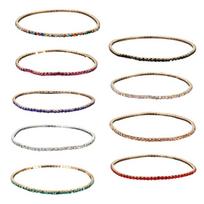 9 Pieces Multicolor Zirconia Elastic Bracelet Set Fashionable Stretch Rhinestones Handchain Jewelry for Women Girls 1