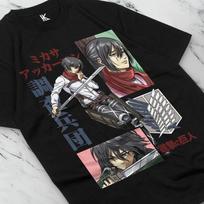Attack On Titan Mikasa Eren ir Mikasa Marškinėliai Mergaitei Anime AOT Marškinėliai Tee Visų Dydžių S juoda