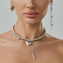 Sweet And Cool Love Star Pendant Necklace Choker Fashion Ccb Beaded Chain Fringed Necklace