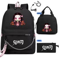 Japan cartoon comics Demon Slayer Anime School Backpack Student Three-Piece Set 0020 One size