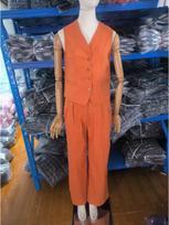 2024 Spring/Summer Women's Sleeveless Vest & Low-Waist Pants Set - European and American Fashion. Small oranžinė