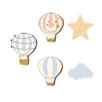 5 Pcs Hot Air Balloon Wall Decor with Cloud And Star Nursery Baby Shower Wall Art Boho Wooden Wall Hanging Sign for Bedroom Classroom Playroom A
